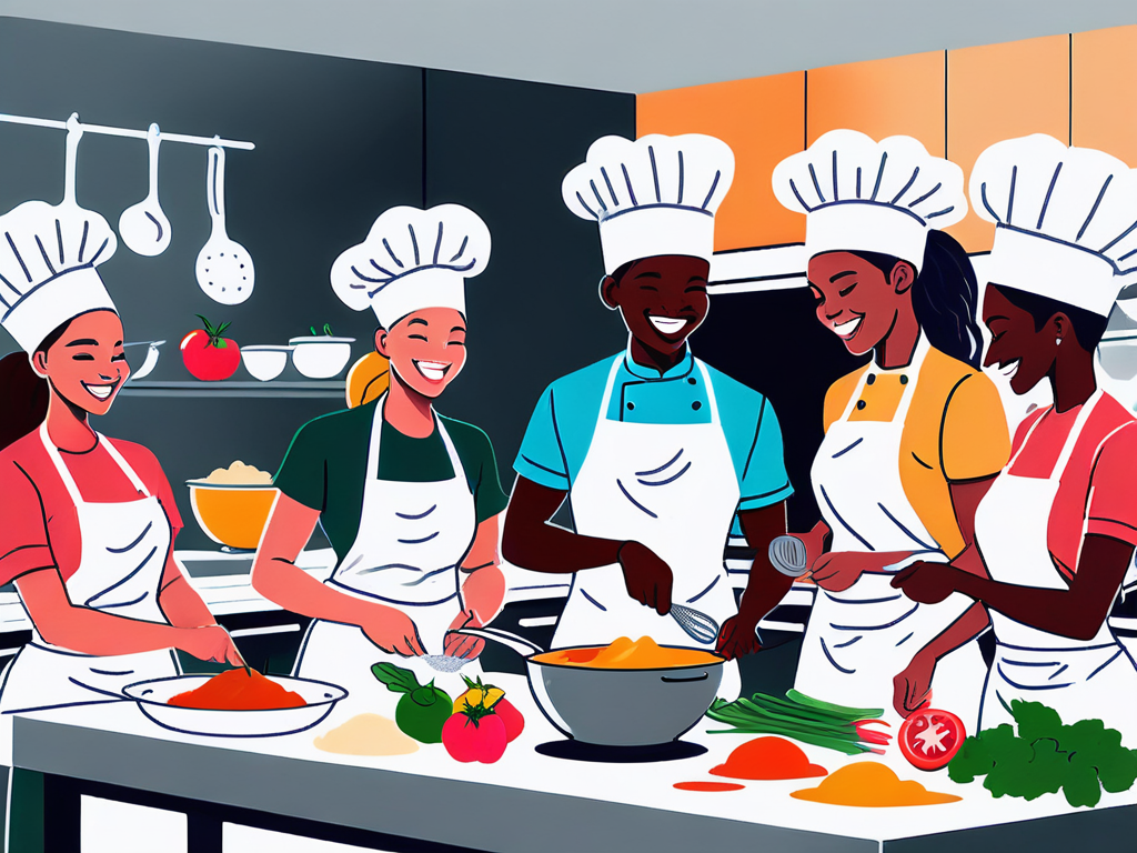 Cooking team building nyc illustration