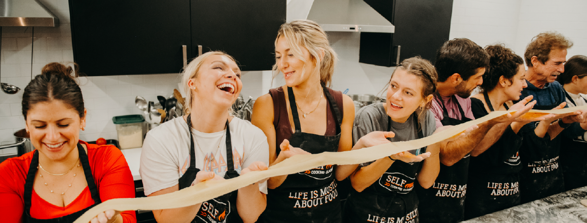 Italian Dinner Cooking Class | People making pasta from scratch
